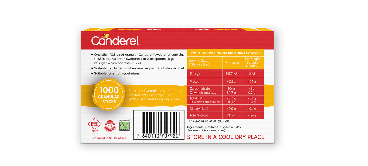 Canderel Sucralose Sweetener Sticks - 1000 Pack (Bulk)