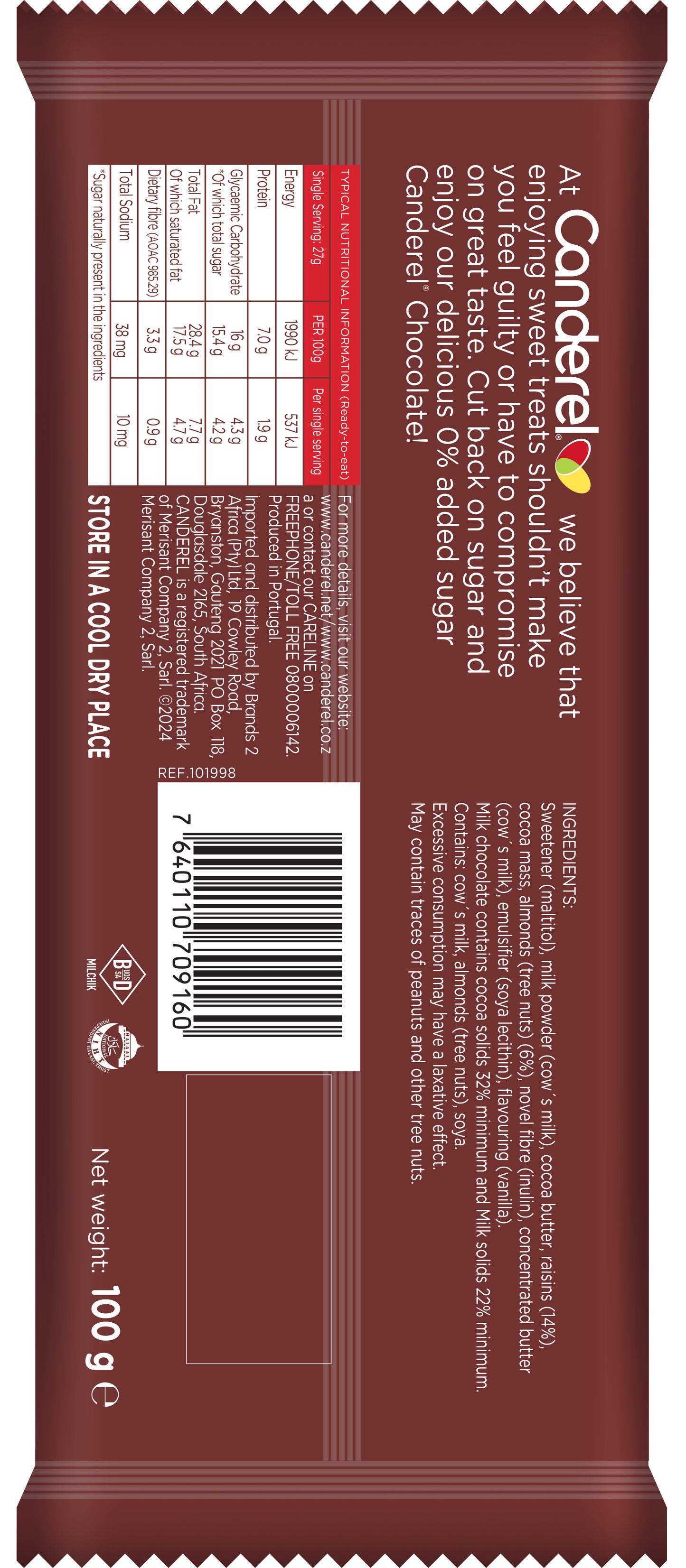 Canderel Fruity & Nutty Chocolate - 100g