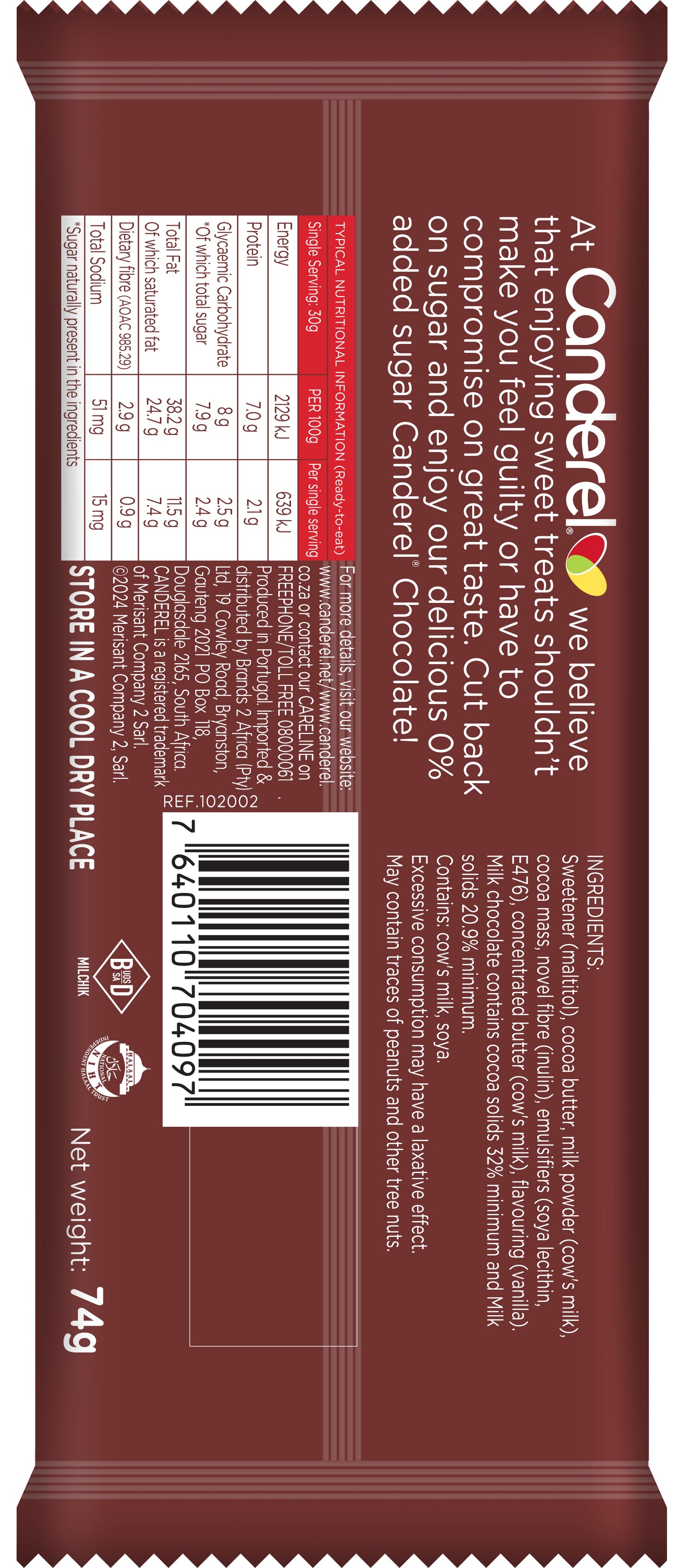Canderel Magic Bubble Milk Chocolate Slab - 74g