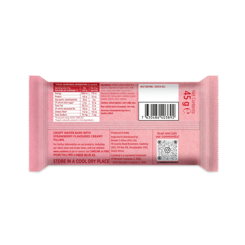 Canderel Crispy Wafers - Strawberry - 45g