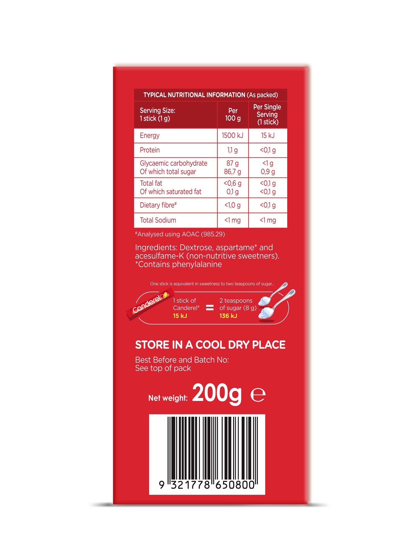 Canderel Classic Sweetener Sticks - 200 Pack