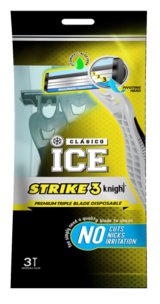 Clasico Ice Strike Knight - Pouch of 3 Shaving Razors