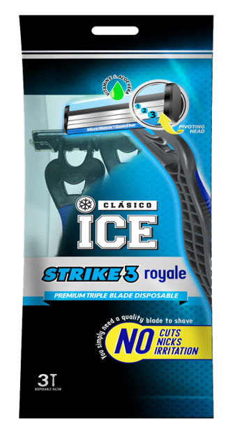 Clasico Ice Strike Royale - Pouch of 3 Shaving Razors