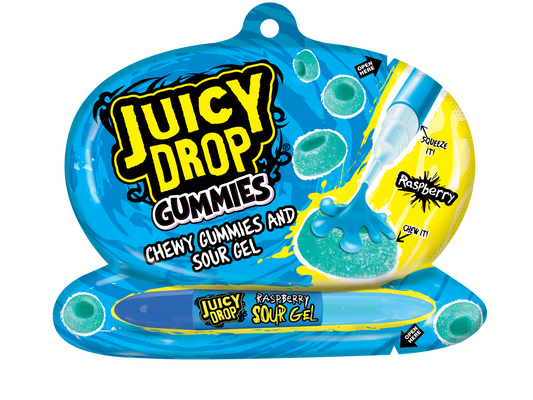 Bazooka Juicy Drop Gummies with Sour Gel Pen – Raspberry 57g