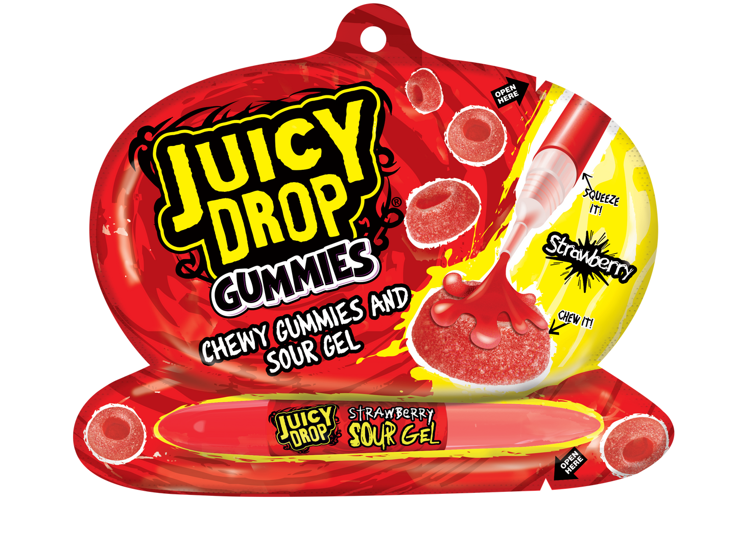 Bazooka Juicy Drop Gummies with Sour Gel Pen – Strawberry 57g