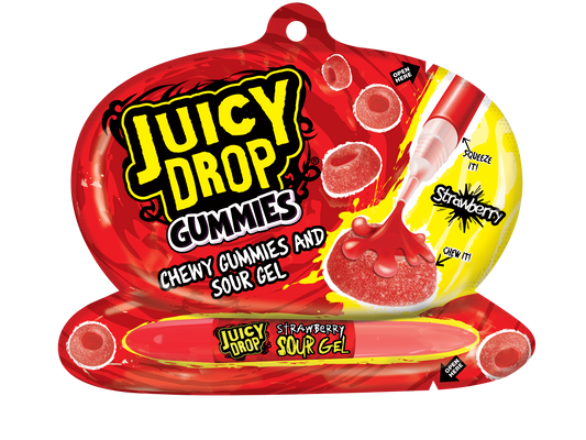 Bazooka Juicy Drop Gummies with Sour Gel Pen – Strawberry 57g